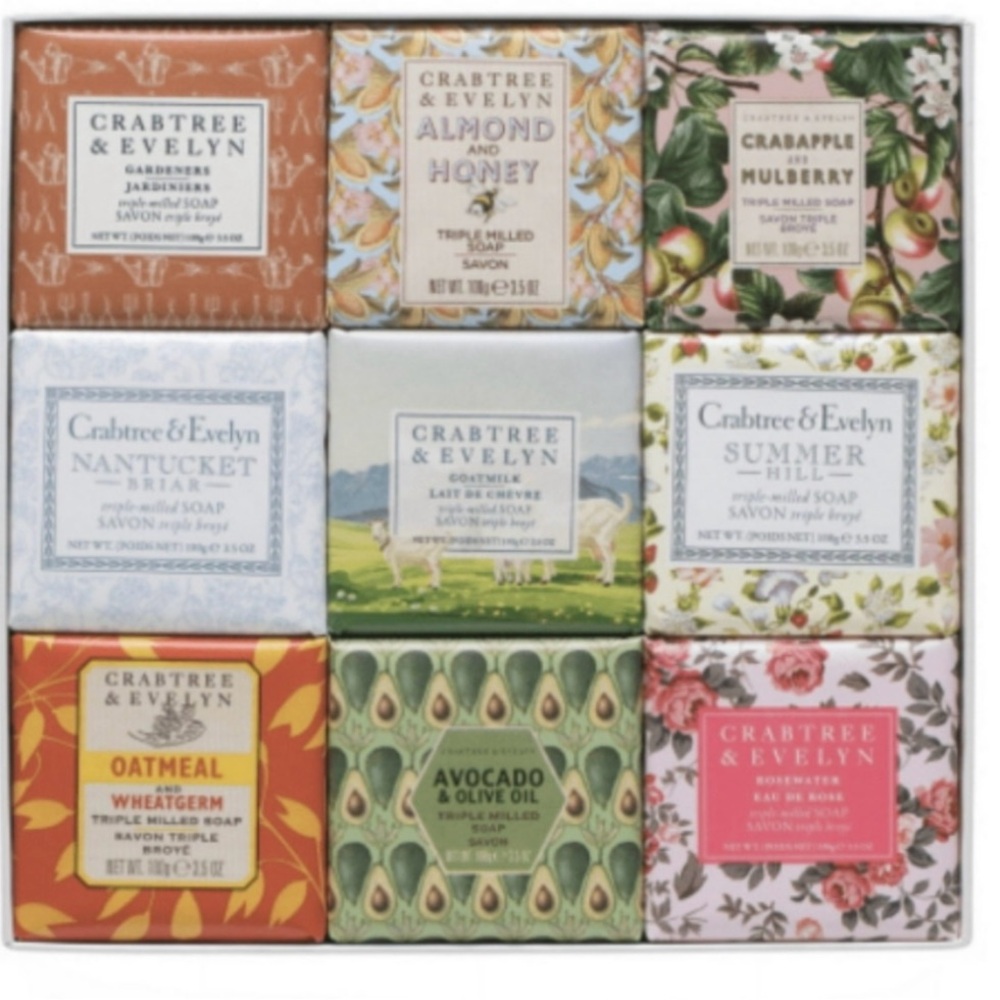 💕NWT Crabtree & Evelyn Hertiage Triple Milled Soap Set 9 x 3.5 oz💕